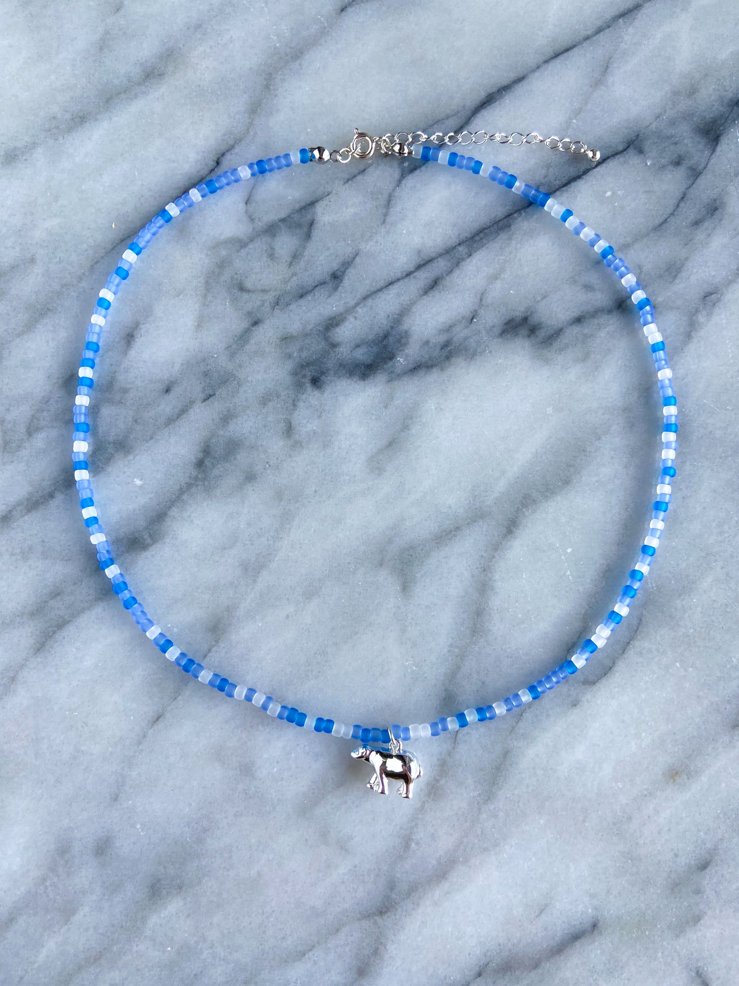 polar bear necklace -silver