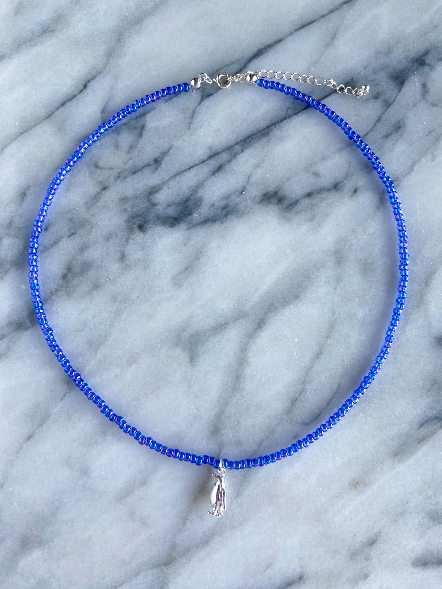 penguin necklace -silver