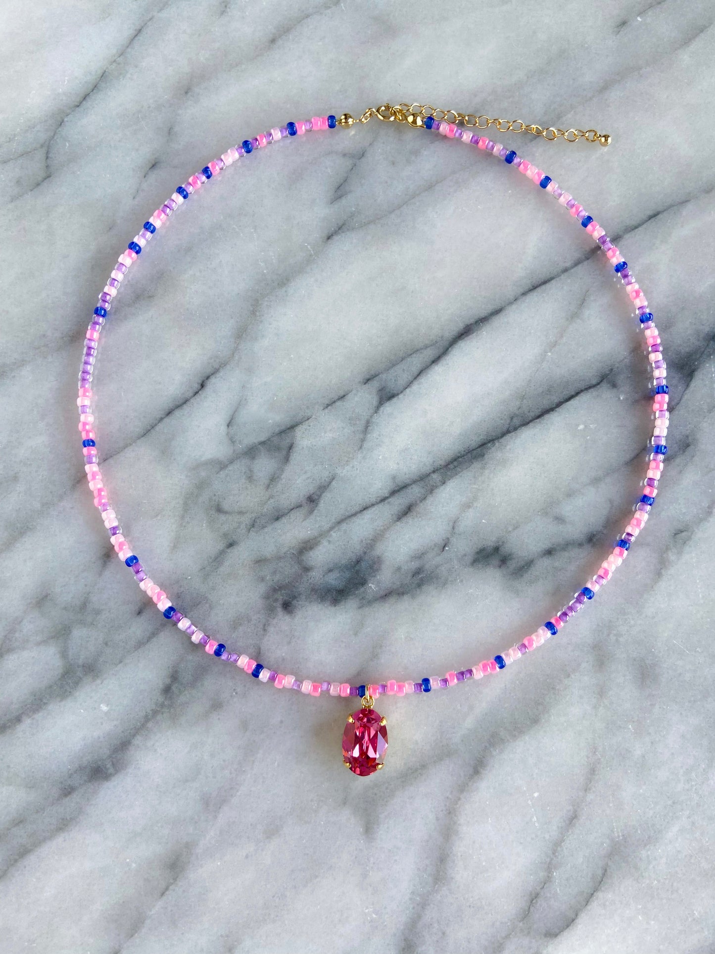 wednesday pink necklace -gold