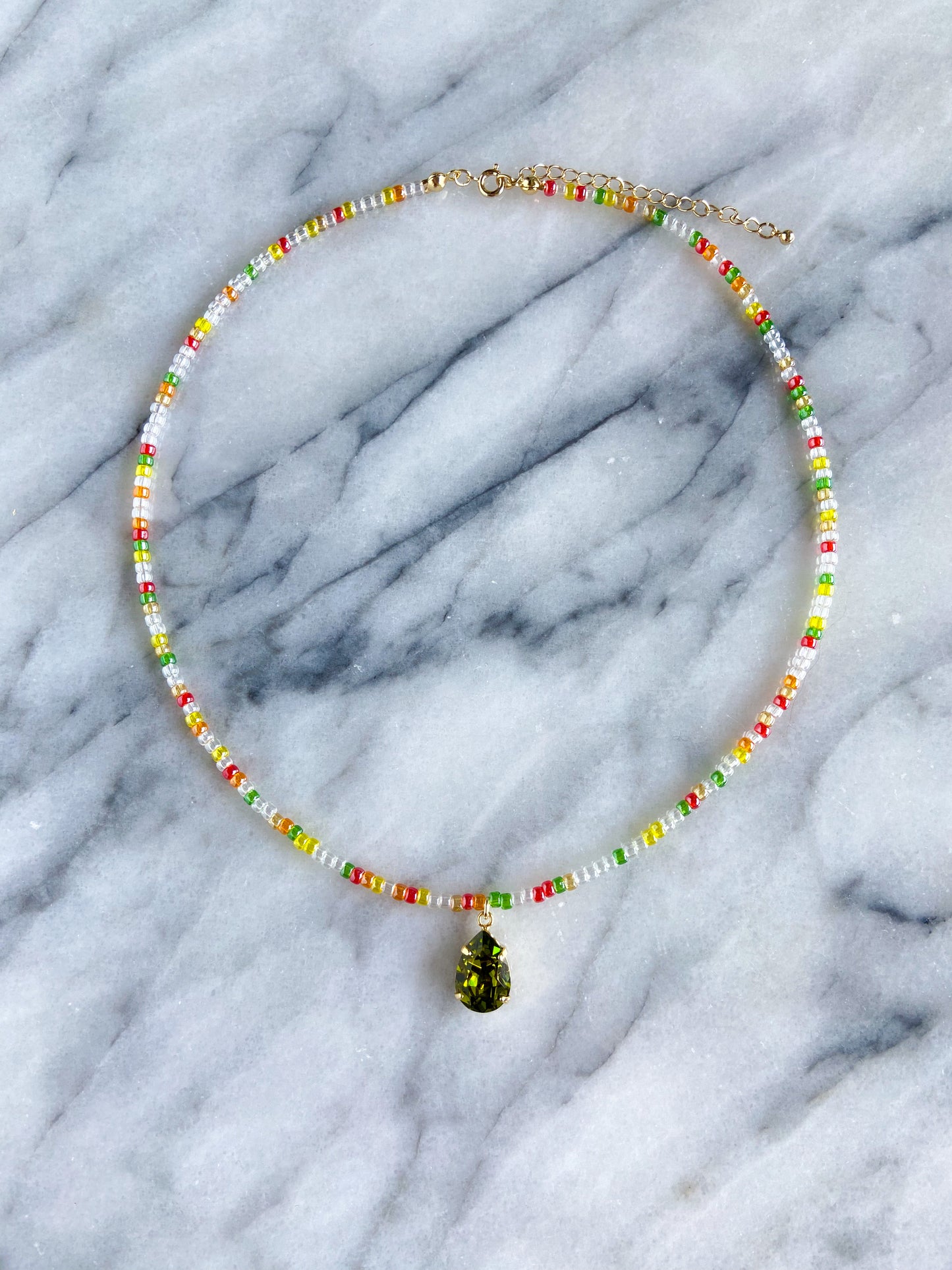 olive droplet necklace -gold