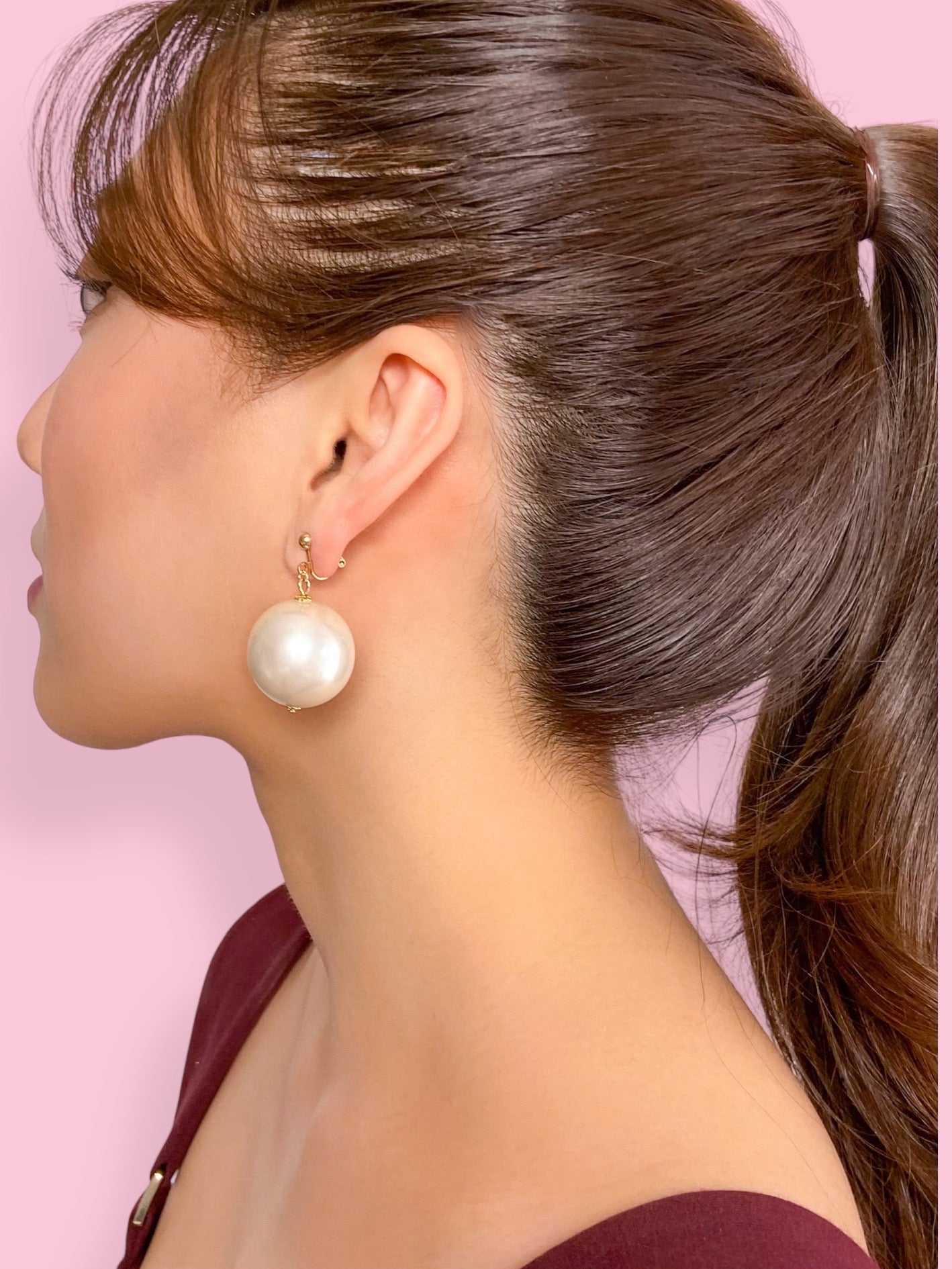 giant pearl clip earrings