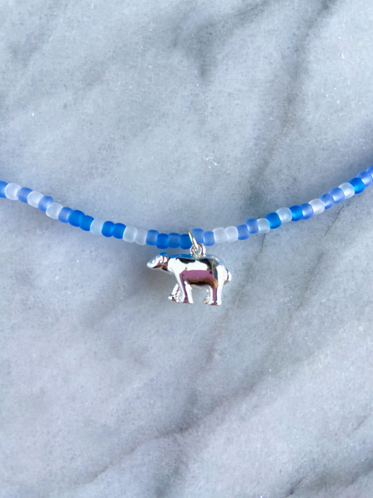 polar bear necklace -silver