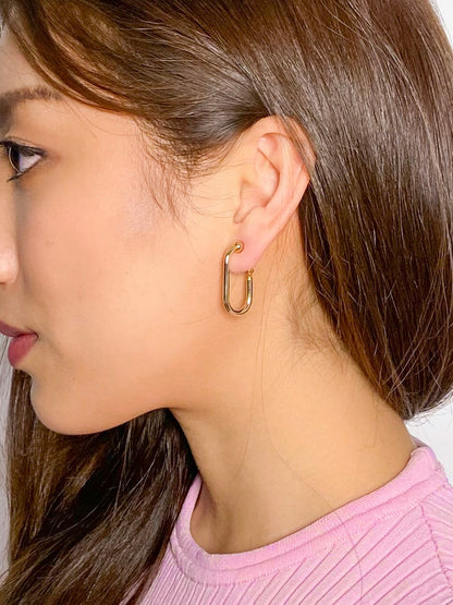 oval hoop clip earrings