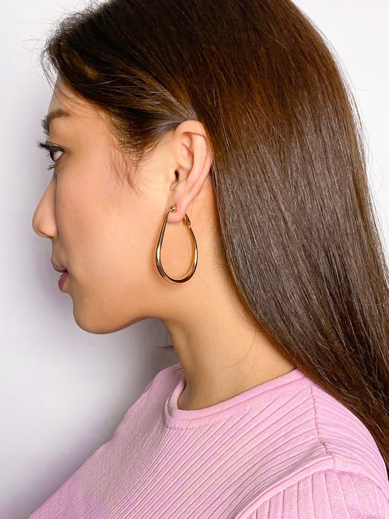 chunky golden hoop clip earrings - teardrops