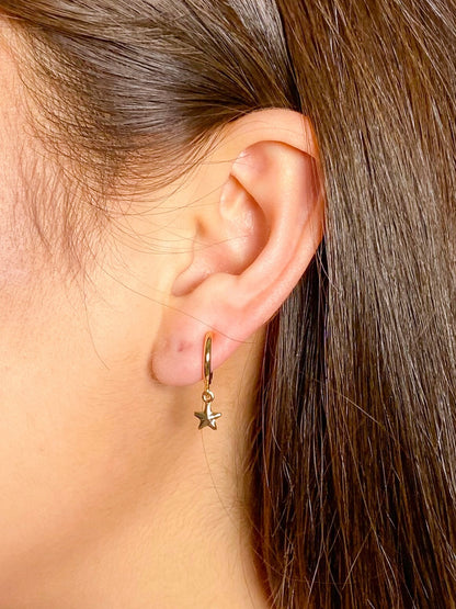 small star hoop clip earrings