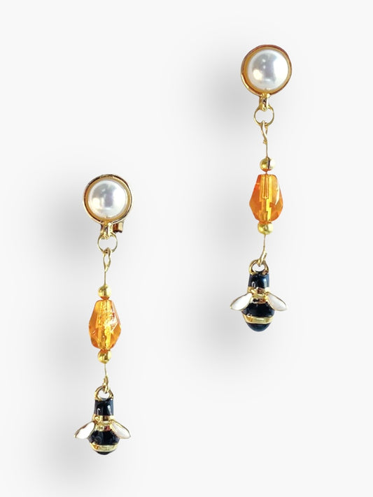 buzz-bee clip earrings